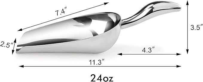 New Star Foodservice 1028539 Stainless Steel Bar Ice Flour Utility Scoop, 24-Ounce