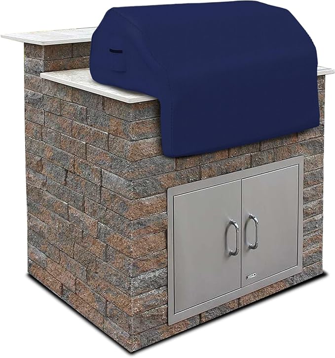 Covers & all Built-in Outdoor Grill Cover, Durable 12 Oz Waterproof Cover Max Material with Air Pocket & Elastic for Snug Fit (44" W x 27" D x 26" H Inches, Blue)