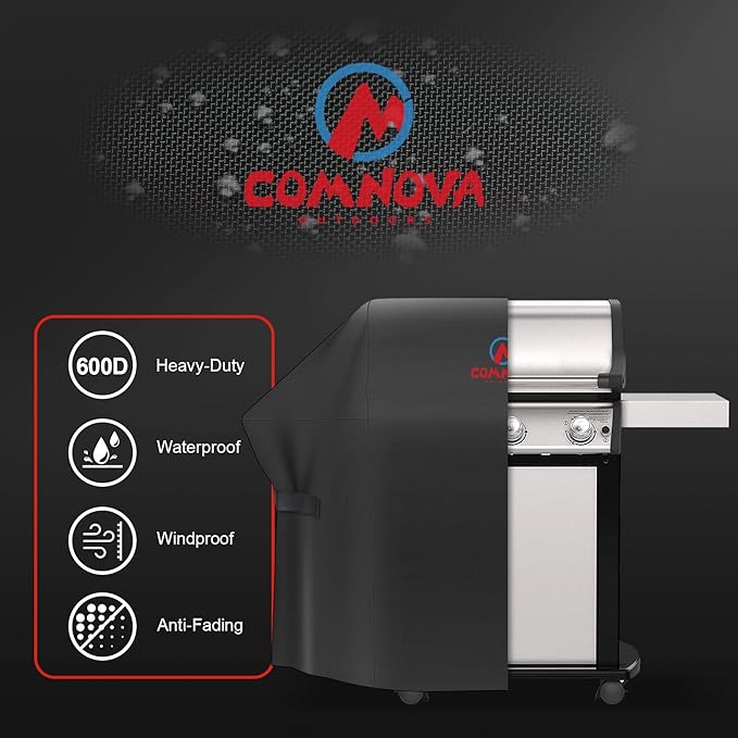 Comnova Grill Cover 55 Inch - 600D BBQ/Barbecue Gas Cover for Outdoor Grill Heavy Duty and Waterproof, Weber, Char-Broil, Nexgrill, Monument, Dyna-glo, Brinkmann and More
