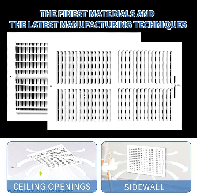 16x10 Vent Register [Duct Opening], Vent Covers for Home Ceiling, Two-Way Ventilation Register, Adjustable Solid Steel Wall Register Vent Cover (16"W x 10"H [Duct Opening])