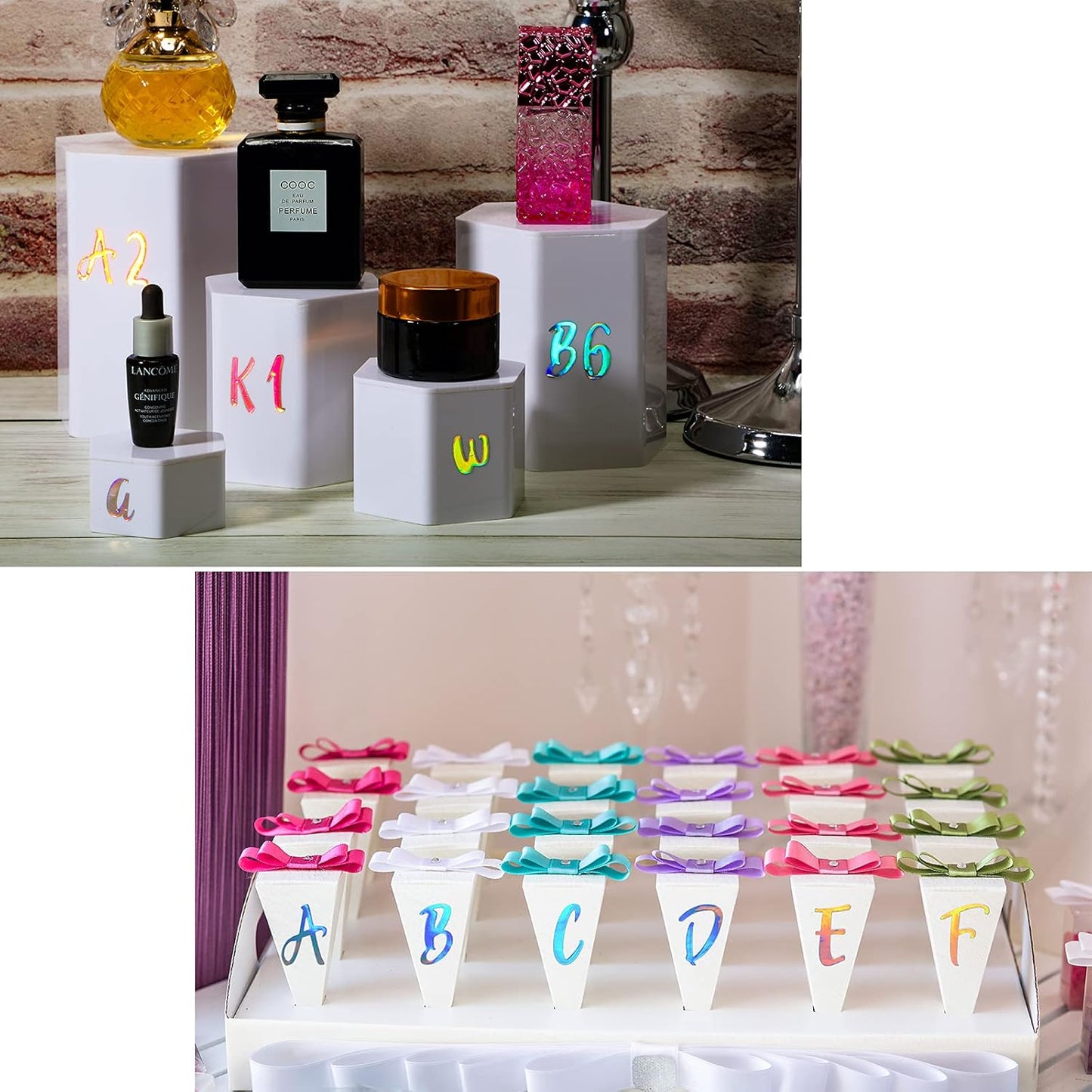 Outus 576 Pieces 8 Sheets Letters Stickers Self Adhesive Vinyl Letter Alphabet Number Stickers Mailbox Numbers Sticker, Decals for Classroom Decor, Sign, Door(Silver,1 Inch)