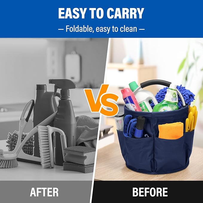 Multifunctional Folding Basket with Handles: Portable Picnic Baskets, Outdoor Beach Baskets, Garden Picking Baskets, Gift Baskets, Collapsible Bathroom Storage Baskets (Blue)