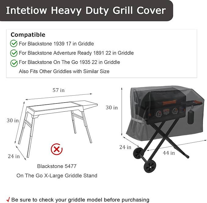Griddle Cover for Blackstone 22 in Griddle with Hood and Stand, for Blackstone Adventure Ready 17 and 22'' 1891 1935 1939 1967 2020 2341 2350, Heavy Duty Waterproof and UV Resistant