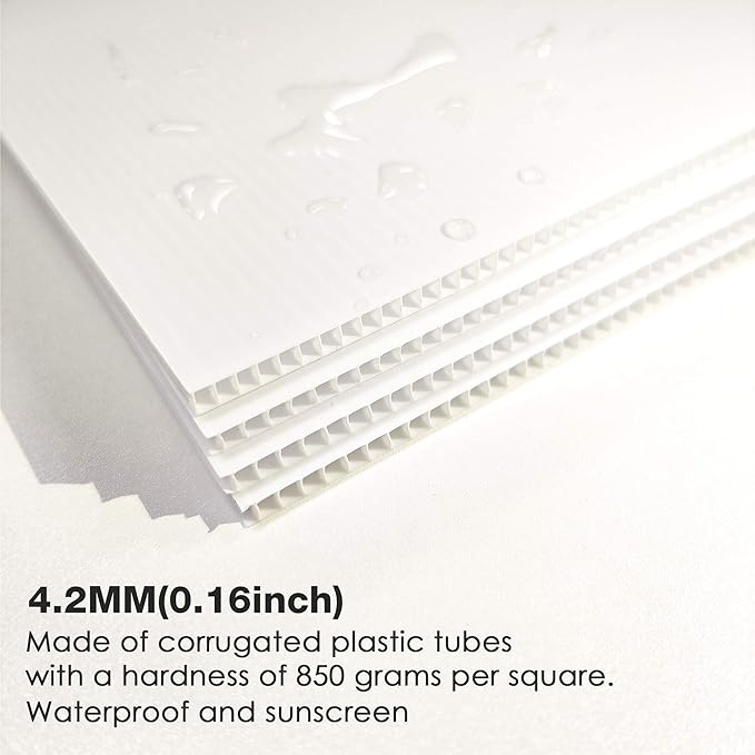 Blank Yard Lawn Signs, 4 Pack 18 x 12 Inches White Plastic For Happy Birthday,Garage Sale, Rent, Guidepost Decorations, Blank Lawn Signs With Stakes