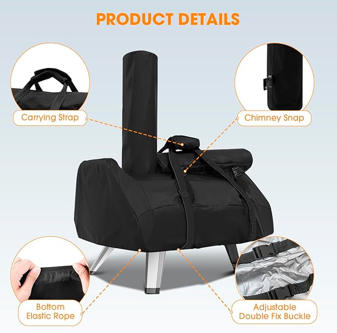 Carry Cover for Ooni Karu 16 and Karu 2 Pro Pizza Oven, Waterproof Pizza Oven Cover with Chimney Bag for Outdoor, Heavy Duty Portable Outside Dust Pizza Oven Accessories with Adjustable Buckle Straps