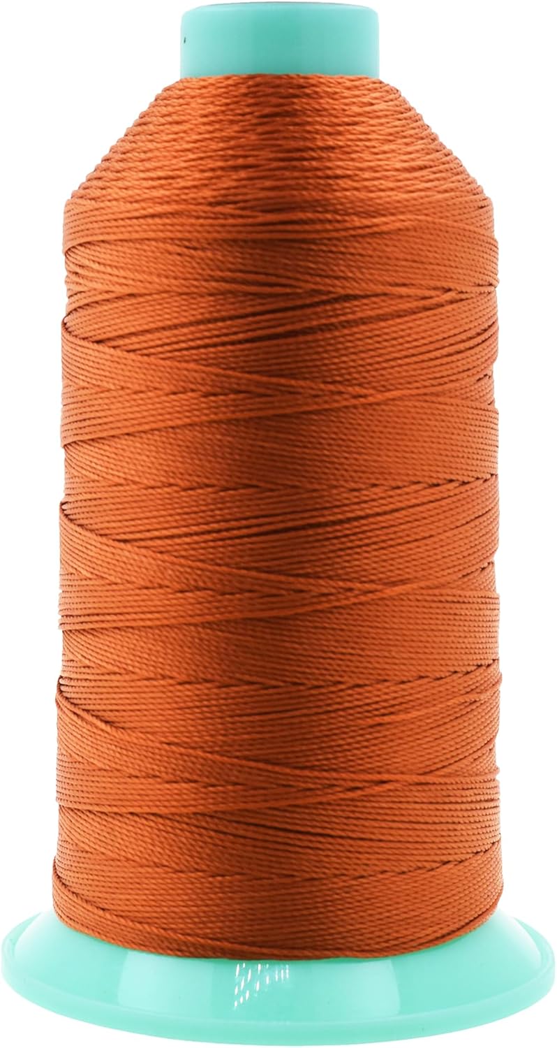 Mandala Crafts Bonded Nylon Thread Burnt Orange Heavy Duty Sewing Threads - 800 YDs Size 277 840D T270 Tex 270 Thread for Leather Jeans Weaving Outdoor Marine Upholstery Threads