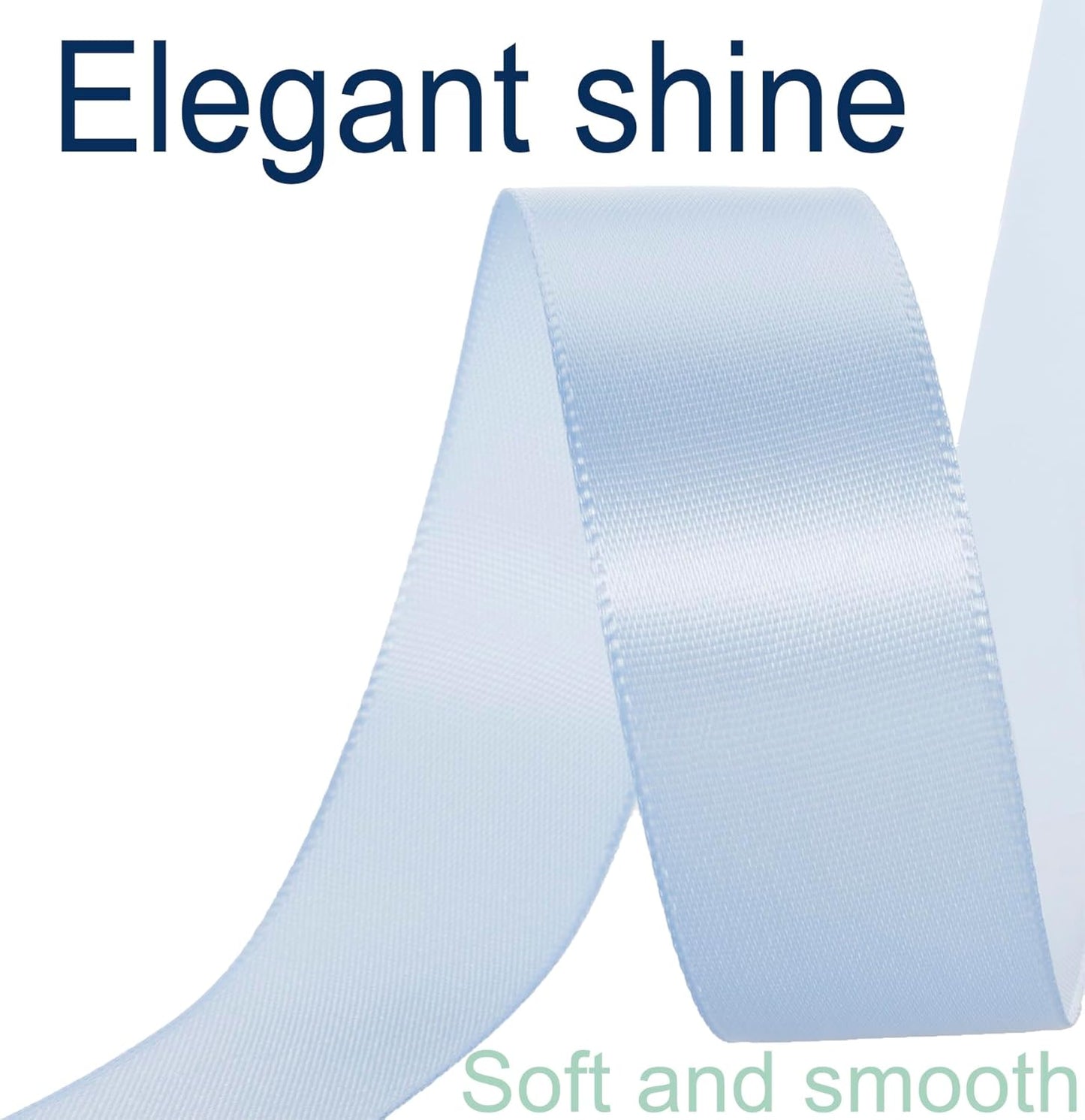 1 Inch Baby Blue Ribbon, 50 Yards Craft Polyester Satin Ribbon Perfect for Gift Wrapping, Handmade Roses, Wedding Party Decorations and DIY Crafts