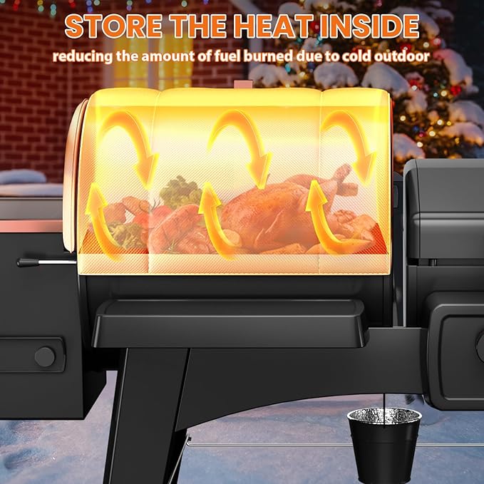 Hisencn Grill Insulation Blanket for Pit Boss Charleston 1020 Combo Grill PB1020NX Smoker Blanket Insulated Thermal Replacement Parts for Pit Boss 1020 Magnetic Smoker Cover for Winter Cooking