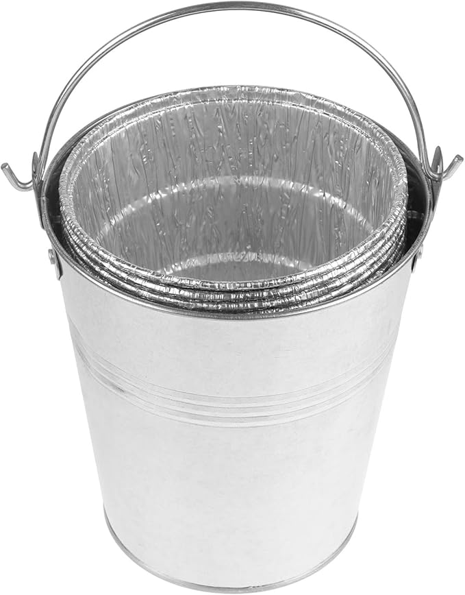 Firsgrill Drip Grease Bucket & 15-Pack Liners for Traeger 20/22/34, Pit Boss, etc Pellets Smoke (Silver 15)