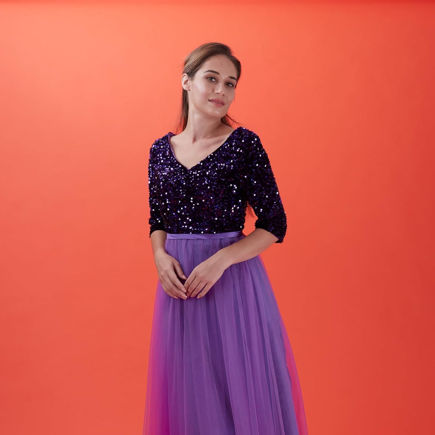 Seamless Photography Background Paper Roll, Blue Photo Paper Backdrop for Photography, Video and Streaming (Bright Orange, 53" x16')