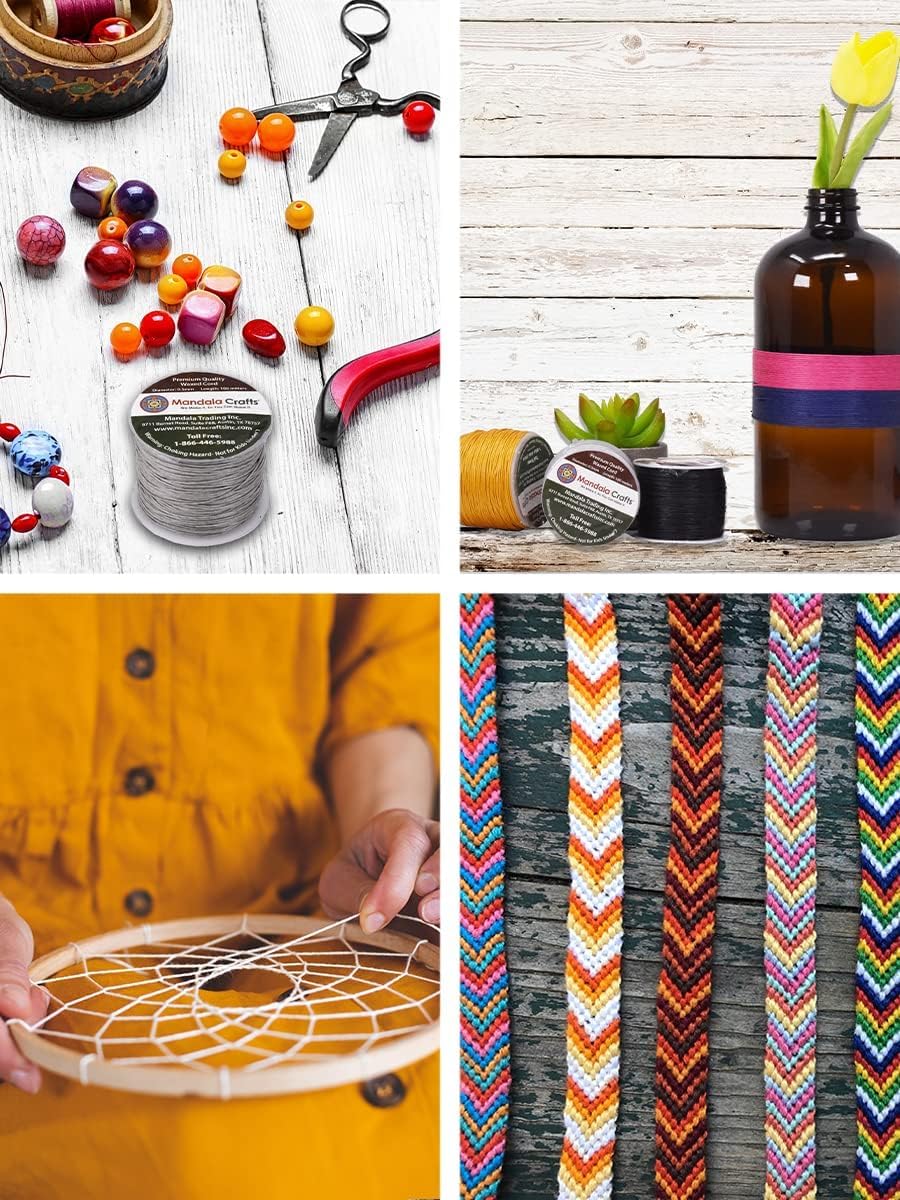 Mandala Crafts 0.5mm 109 Yards Baby Pink Cotton Waxed Cord for Jewelry Making Bracelet Cord Waxed String - Beading String Thread Jewelry Cords for Necklaces String