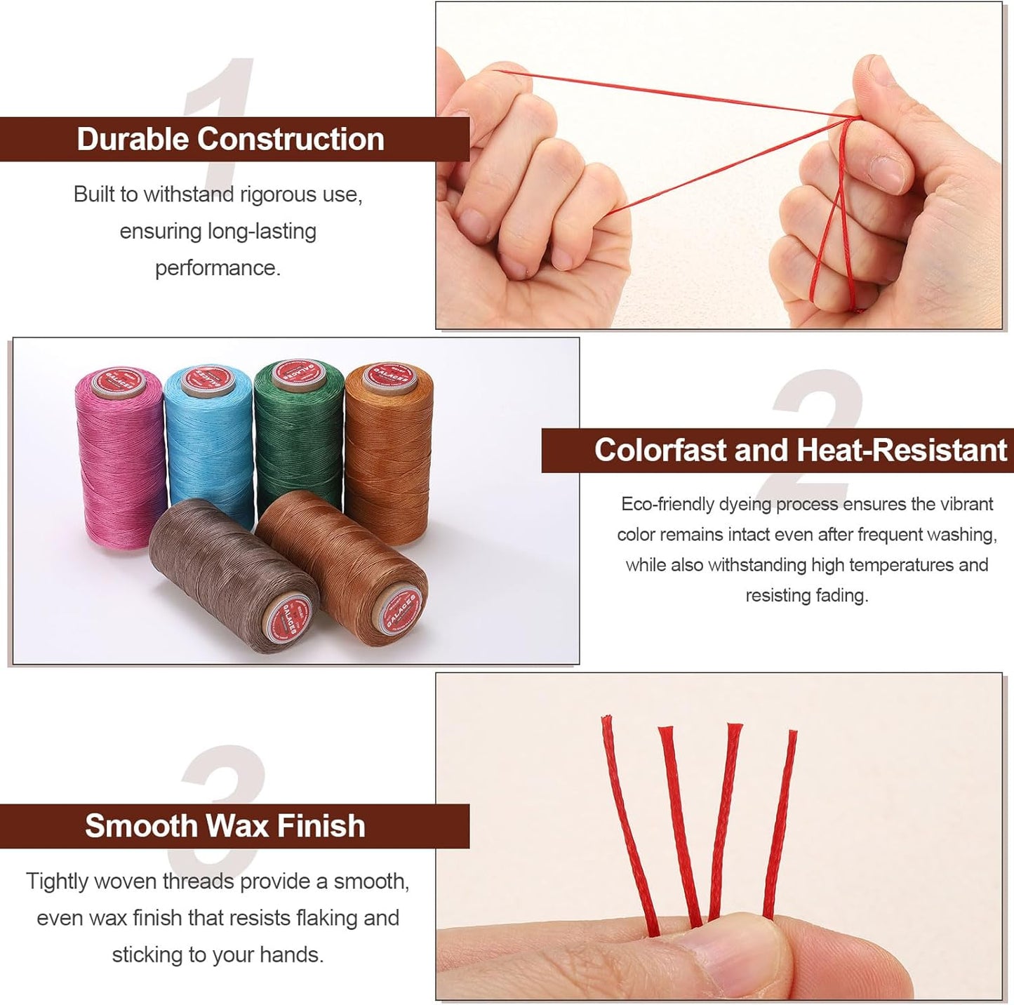 uxcell Flat Leather Sewing Waxed Thread, 140m / 153 Yards Polyester Wax String, 300D Wax Stitching Cord for Leather Crafts, Bookbinding, Bracelets Braided, Reddish Purple