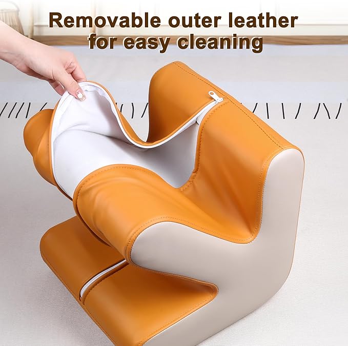H&B Luxuries Ottoman, Foot Stool with Creative Shape, Napa Leather Ottomans, Removable Outer Foot Rest, No Assembly Required, Ottoman for Living Room, Bedroom, Entrance, Yellow White