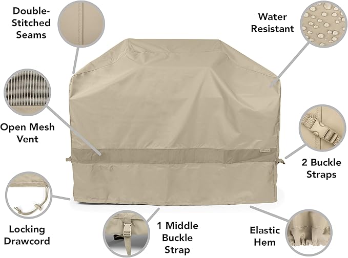 Covermates Grill Cover - Weather Resistant Outdoor Cover, Heavy Duty BBQ Covers for Large Outdoor Kitchen, Elite 300D Polyester, 66 Inch, Khaki