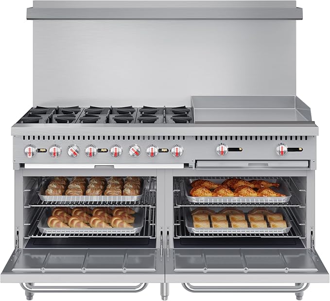 KoolMore 60 in. 6 Burner Commercial Liquid Propane Range with 24 in. Griddle (KM-CRG60-LP)