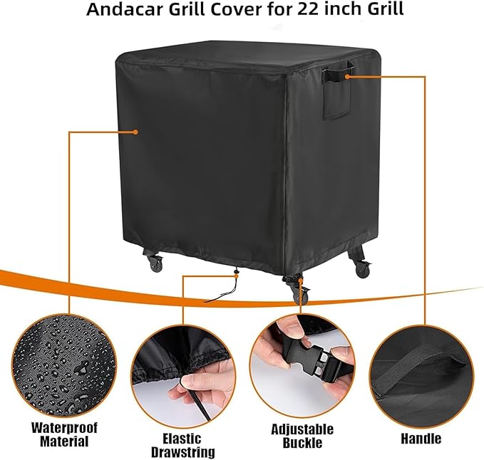 Outdoor Grill Cover for Weber 22 Inch Performer Charcoal, Waterproof Heavy Duty Smoker BBQ Grill Cover for VEVOR 22 Inch Portable Grill with Cart - 45" L×33" W×38" H
