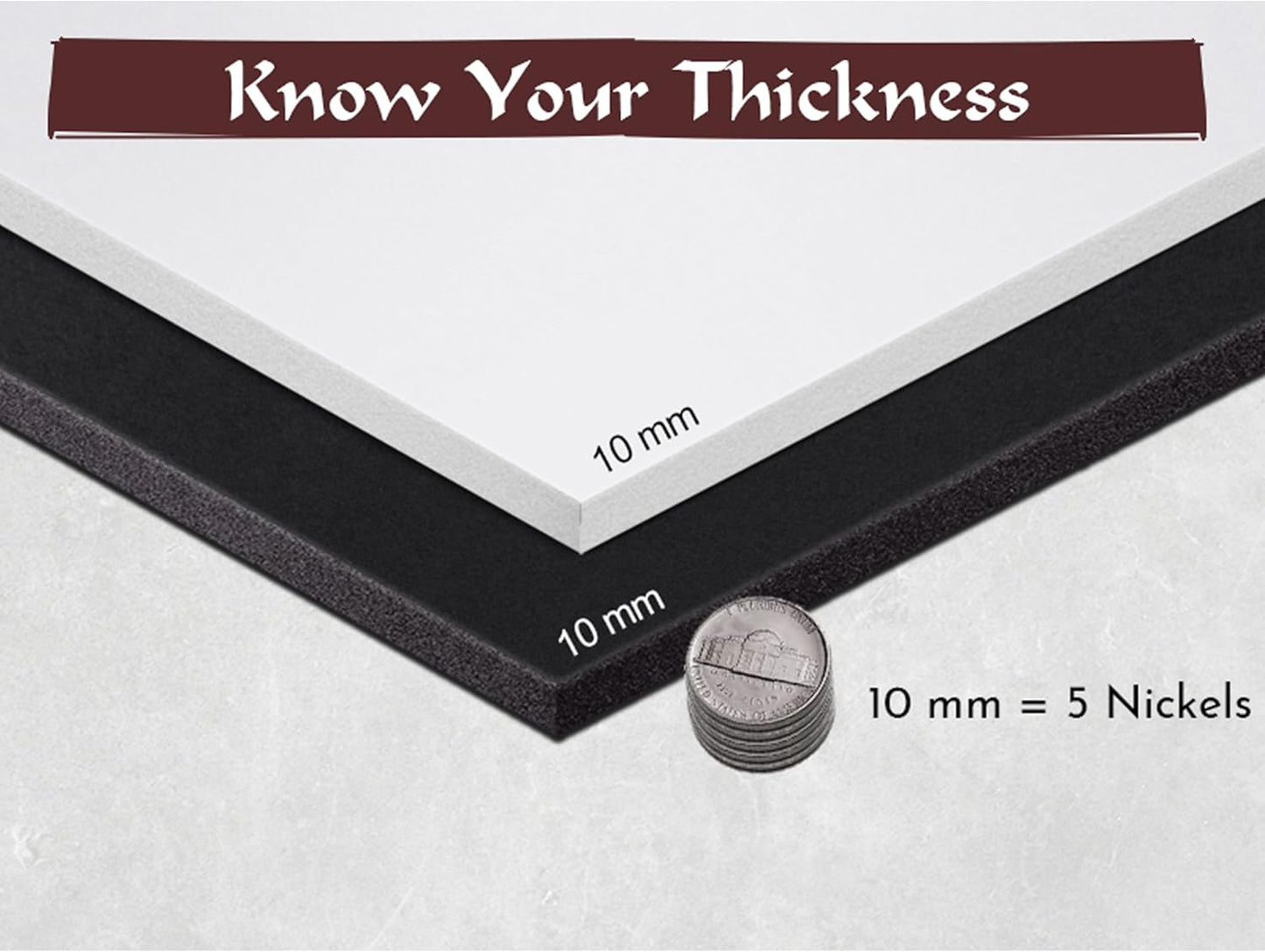 Shape Retention EVA Cosplay Foam 10mm (1mm-10mm) 14x39 inch White or Black High Density EVA Foam Sheets. Premium 85 kg/m3 Heat Shape Material for DIY Convention or Halloween Costumes by The Foamory