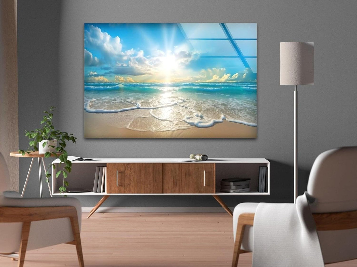 My Photostation.com Round 31,5'' Beautiful Sunset & Ocean Glass Wall ArtTempered Glass Printing Wall Decor Large Wall Art Wall Hangings