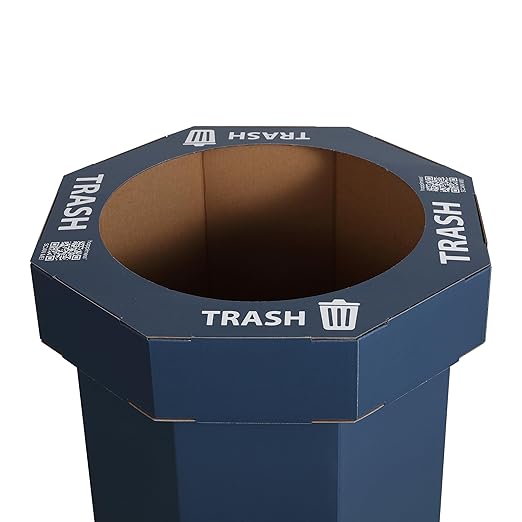 Eyely MPH1300H-SET2 Sal 25-Gallon Disposable Corrugated Cardboard Event Trash Can and Recycling Bin for BBQs, Beach, Parties & Events & Outdoor Activities, Denim Blue (Set of 2)