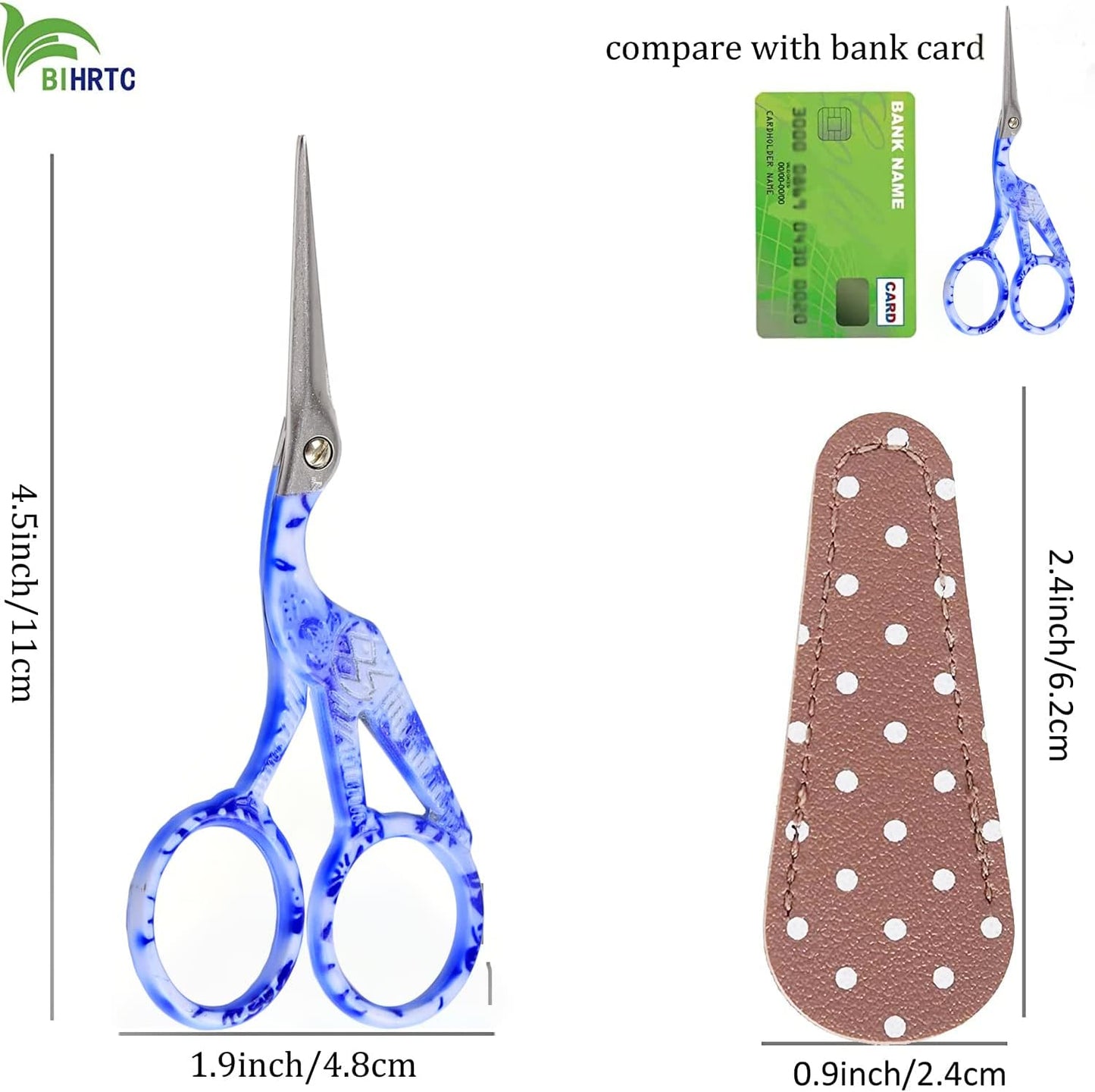 BIHRTC 4.5inch Crochet Scissors with Case Thread Embroidery Scissors Stainless Steel Sharp for Household Handicraft Needlework Threading DIY Art Handcraft Tool