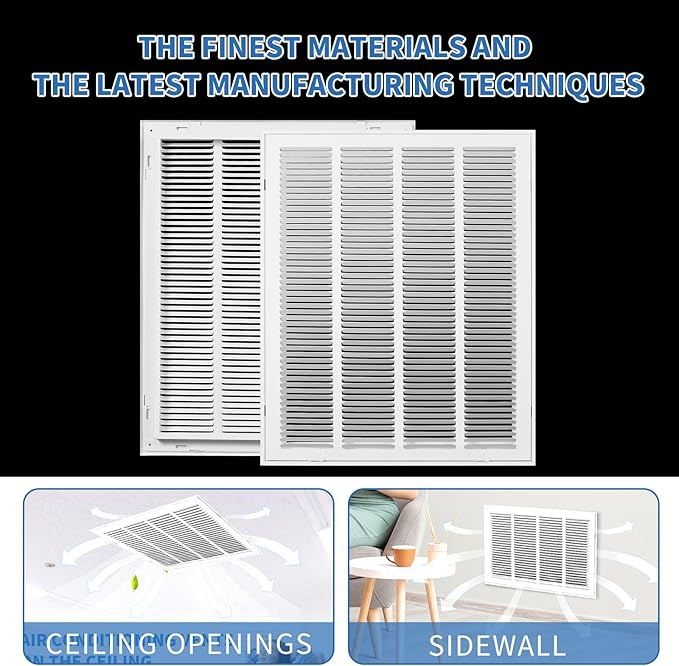 20x25 Return Air Grille [Duct Opening Size],Return Air Vent Cover for Wall Or Ceiling,Steel Return Air Filter Grilles Removable Face/Door for 1 Inch Filters (20"W x 25"H[Duct Opening])