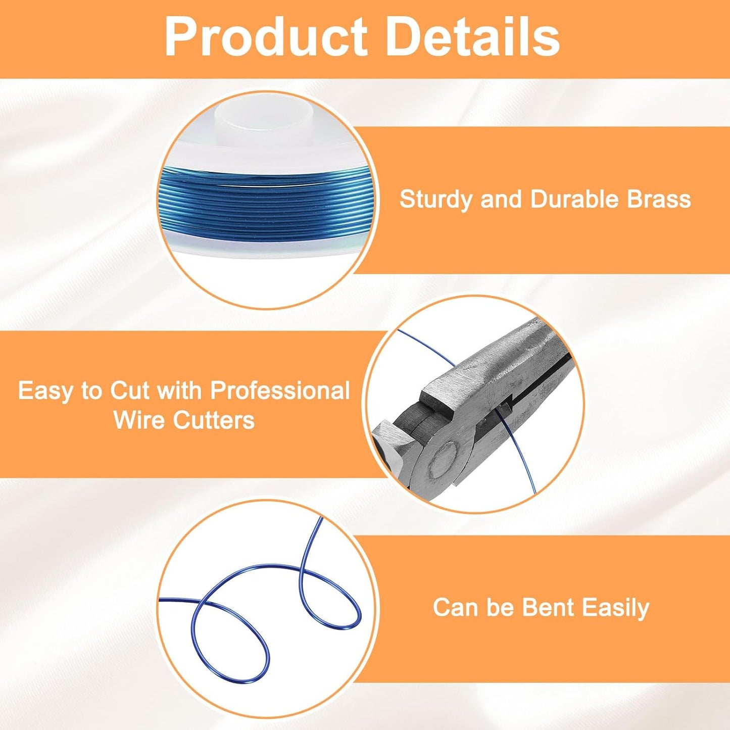 HARFINGTON 10ft Jewelry Wire, 22 Gauge (0.7mm) Brass Craft Soft Metal Tarnish Resistant Copper Beading Wire for Jewelry Making Supplies Crafting, Blue