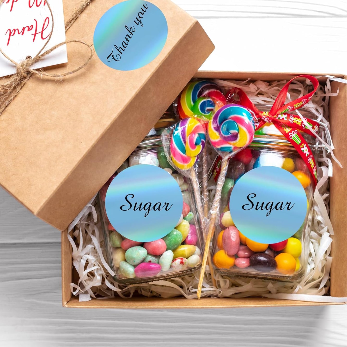 2" Circle Holographic Thermal Label Stickers Blue, Round Printable Rainbow Glitter Thermal Printer Sticker Labels for Gift Wrapping, Self-Adhesive Name Price Tag DIY Custom Logo Design