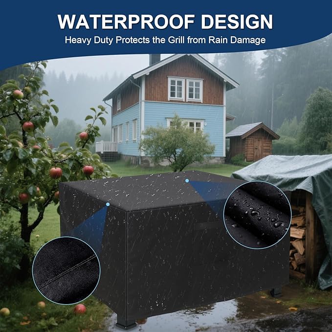 Square Fire Pit Cover, Upgraded Heavy Duty Fabric with Air Vent and Drawstring Fit for 37-40 Inch Outdoor Fireplace Cover & Fire Pit Table, 100% Waterproof & Tear Resistant