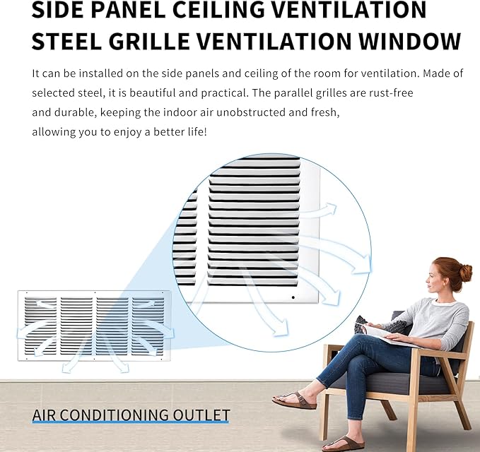 24x10 Return Air Grille(Duct Opening Size),Air Return Vent Cover,Flat Vent Cover,Rejillas De Aire Acondicionado Para Casa,Return Air Grilles,Outer Dimensions:25.75"Wx11.75"H(24"W x 10"H, Duct Opening)