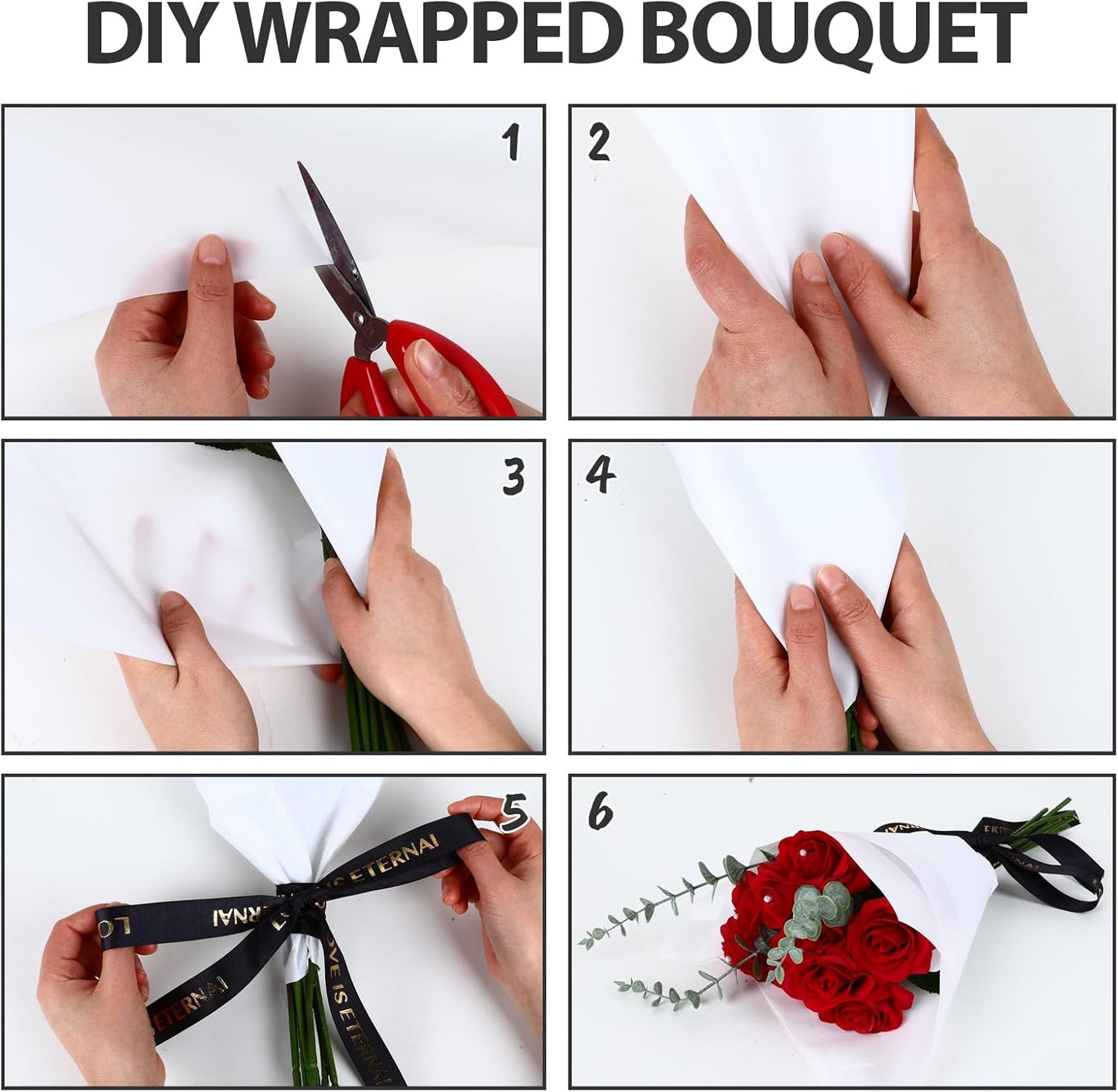 FUHITIM 20 Sheets Flower Wrapping Paper -Waterproof Floral Bouquet Wrapping Paper Used for DIY Crafts, Gift Packaging, Florist Supplies Packaging Paper for Wedding Birthday Gift (White)