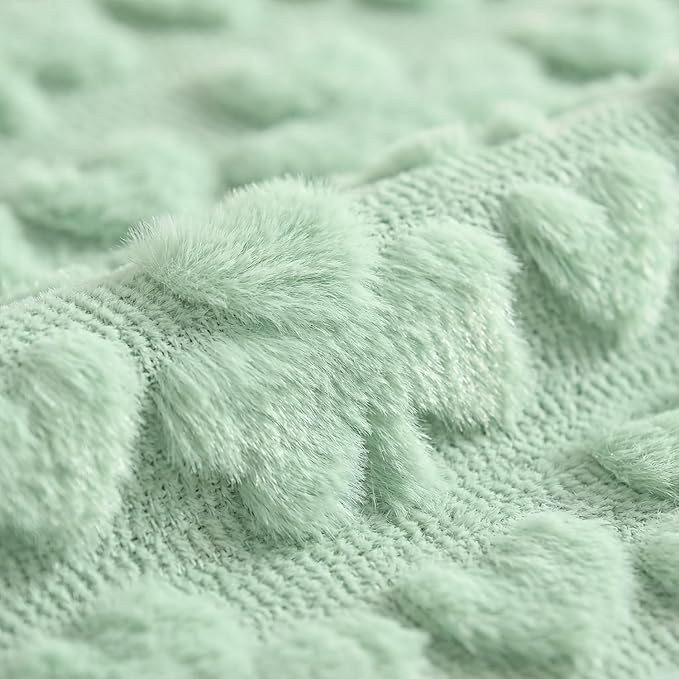Artoid Mode Sage Green Soft Plush Faux Fur Jacquard Heart Clover St. Patrick's Day Table Runner, Seasonal Kitchen Dining Table Decoration for Home Party Decor 13x120 Inch