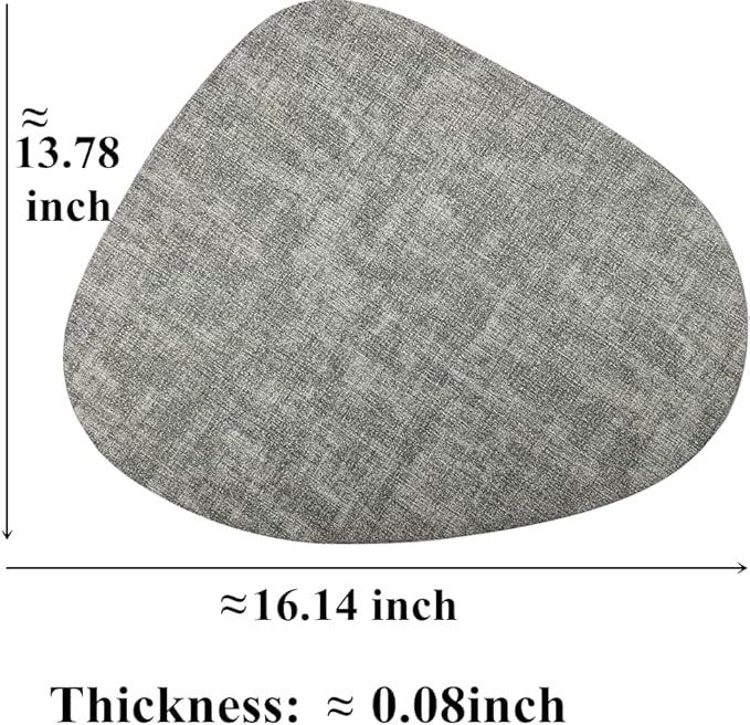 WAZAIGUR Washable Wipeable Waterproof Heat Resistant Faux Leather Placemats Set of 6,PU Palce Mats for Indoor and Outdoor,Easy to Clean Table Mats,Gray-White