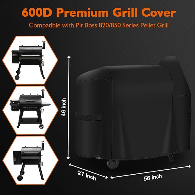 i COVER 600D Grill Cover for Pit Boss 820-850 Series, Heavy-Duty Premium Canvas BBQ Covers for PitBoss Smoker, Wood Pellet Cover for Pit-Boss Z-Grill 700, 820 Deluxe, Pro 850