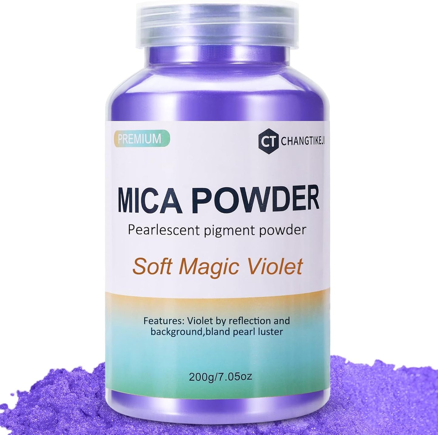 Mica Powder,200g/7.30oz Large Jar,Soft Magic Violet Mica Powder Pigment for Epoxy Resin，Lip Gloss，Paint，Dye，Soap Making，Nail Polish,Candle Making,Bath Bombs
