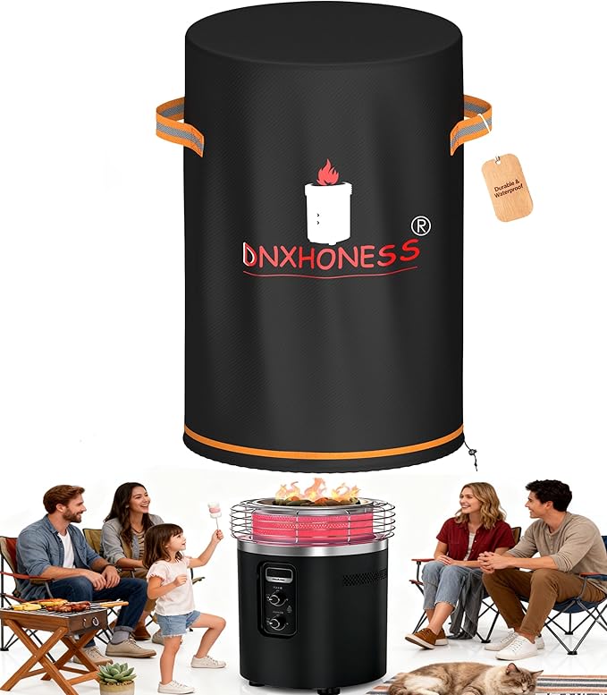 Fire Pit Cover for Ninja Fireside 360, Cover for Ninja Firepit, 600D Tear-Resistant 100% Waterproof & Anti UV Fire Pit Soft Cover Round Fits 21-23in Fire Pit with Drawstring & Double Handles