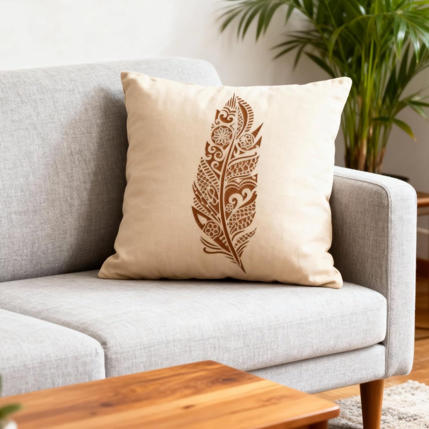 TIAMECH A4 Mandala Feather Stencil for Painting on Wood Reusable Big Feather Layering Stencil DIY Scrapbook Coloring Decorative Size 8.3 x 11.7inch Template