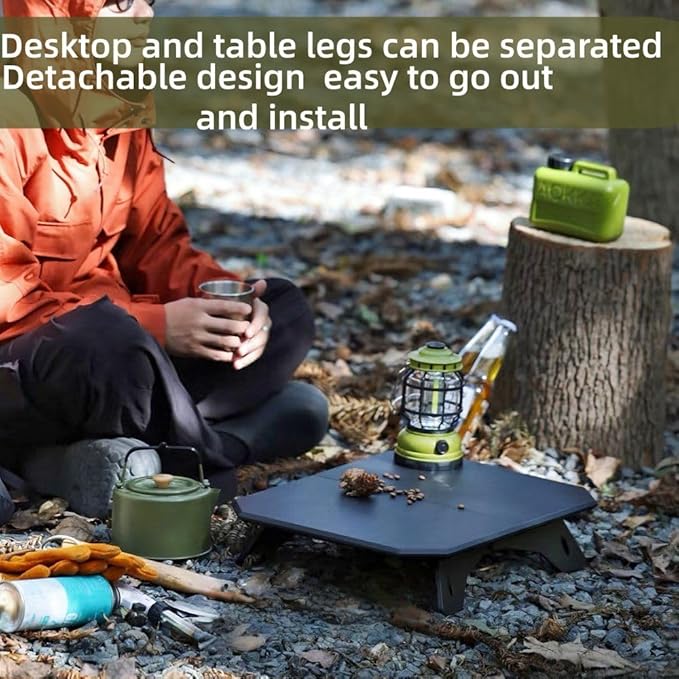 Folding Camping Table,Outdoor Small Portable Aluminum Camp Table with Backpacking Carrying Bag for Camping Beach Picnic Grilling Hiking FishingTravel (Black)