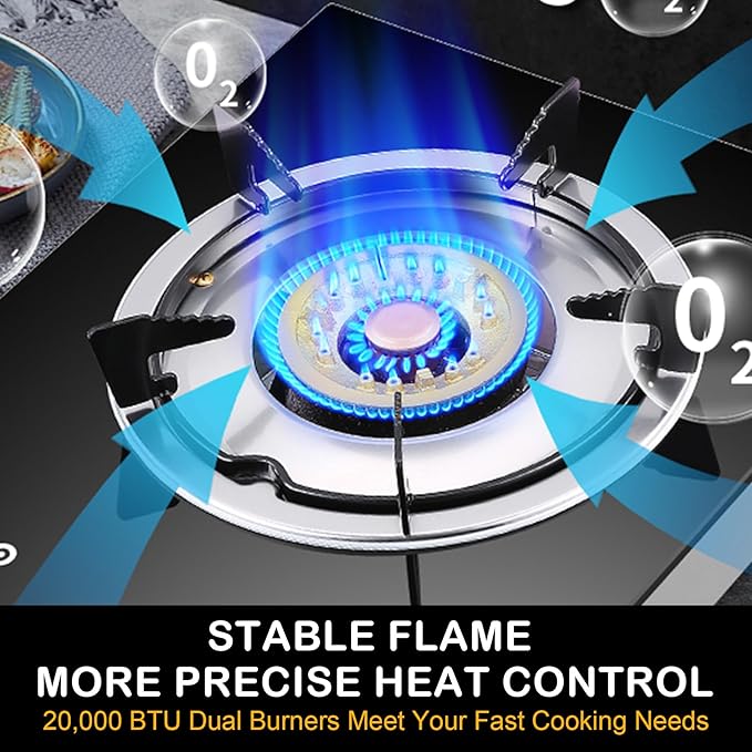 Single Burner Propane Stove, Portable Tempered Glass Camping Stove Propane with Auto-Ignition, 10236 BTU Burners for Cooking, Outdoor, Camping, RV & Emergency Use