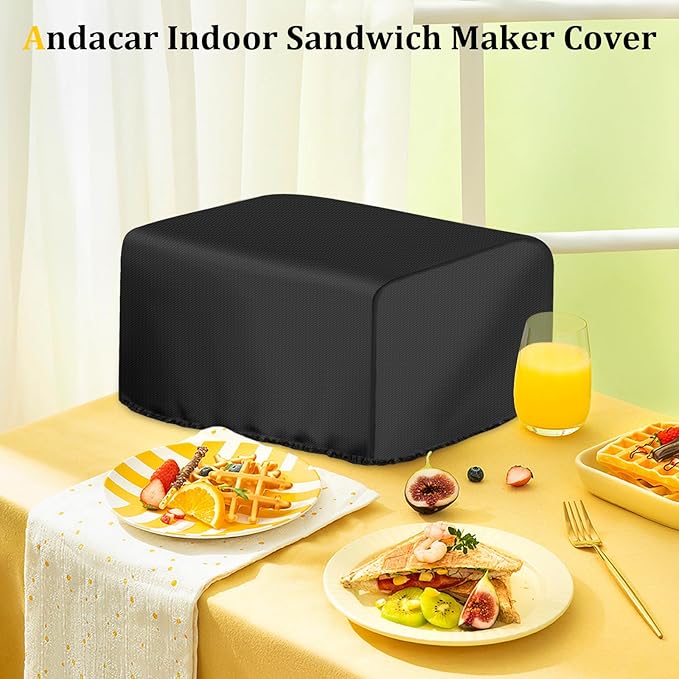 Panini Press Cover for Cuisinart Panini Press GR-4NP1, Waterproof Sandwich Maker Cover Indoor Grill 5-in-1 Stainless Steel Griddler Covers - 14" L×13" W×7" H, Black