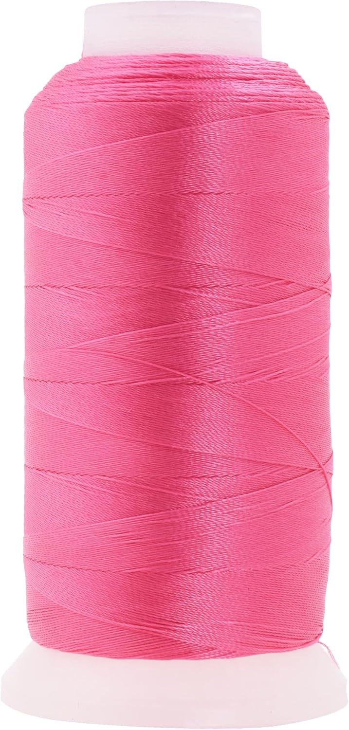 Mandala Crafts Pink Heavy Duty Thread - 1500 Yds Tex 90 for Sewing, Drapery, Jeans, Leather, Hair, Bonded Polyester Outdoor Marine Upholstery Threads