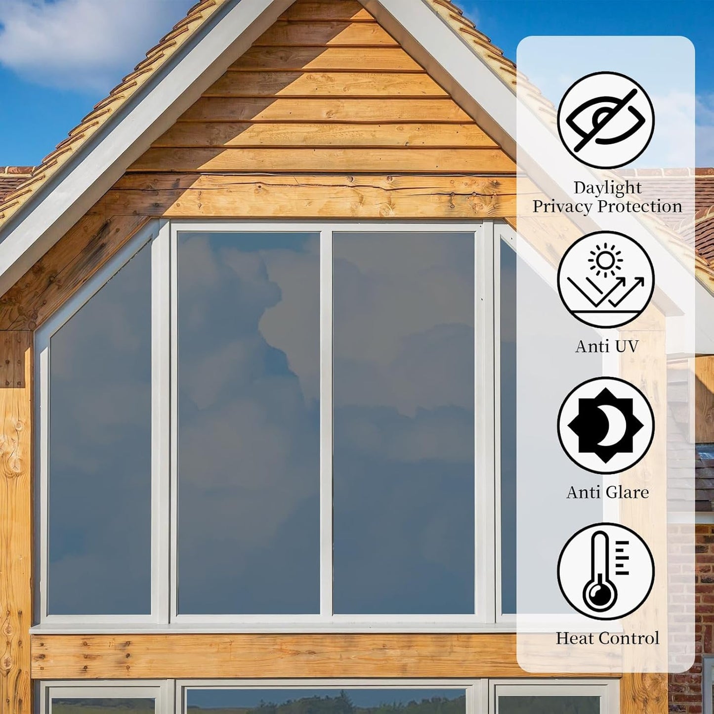 Niviy One Way Window Privacy Film with Installation Tools, Window Tint for Home, Reflective Window Film See Out Not in for Home Office,Black Silver, 23.6 Inch X 118 Inch