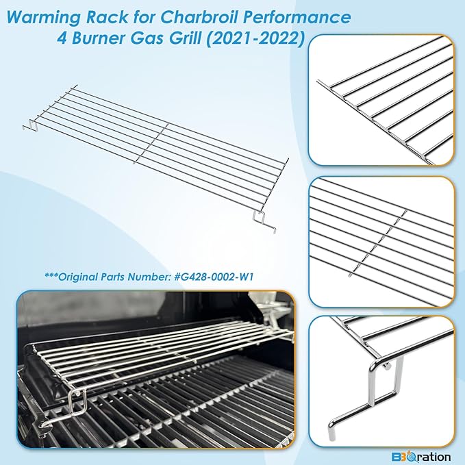 Warming Rack Grill Parts for Charbroil Performance 4 Burner 463352521 463354021 463365021 463365522, G428-0002-W1 Grill Swing Away Grid for Charbroil Grill Replacement Parts