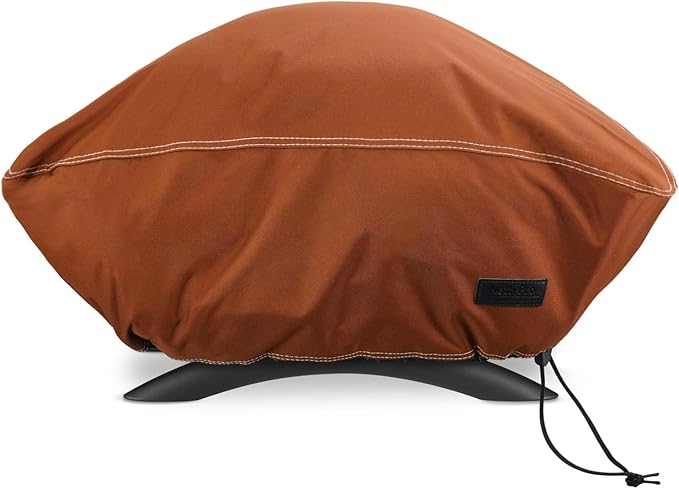 NettyPro Grill Cover for Small Q Series Grills, Waterproof Heavy Duty Portable Grill Cover for Q 2400 Series and Baby Q Gas Grill, Brown
