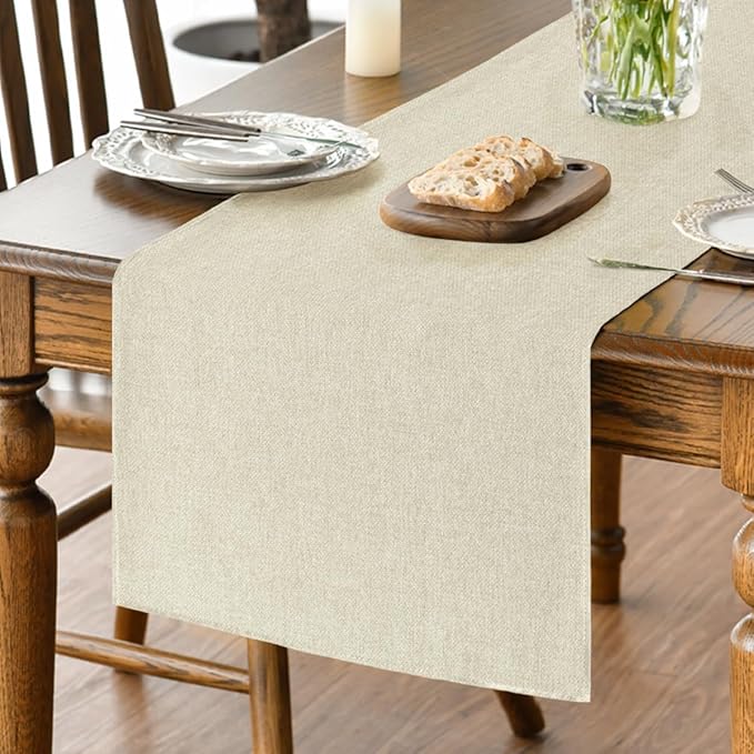 Artoid Mode Beige Table Runner, Seasonal Summer Fall Washable Kitchen Dining Table Decoration for Home Party Decor 13x90 Inch