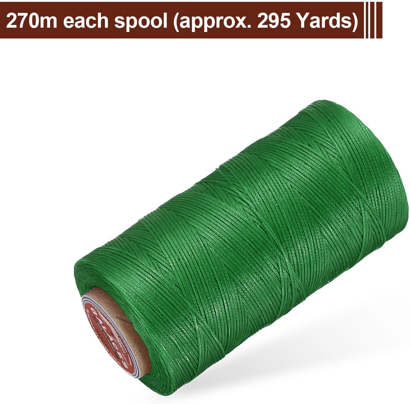 uxcell Flat Leather Sewing Waxed Thread, 270m / 295 Yards Polyester Wax String, 150D Wax Stitching Cord for Leather Crafts, Bookbinding, Bracelets Braided, Dark Green