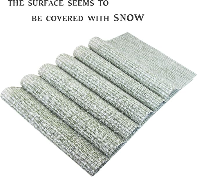 PIGCHCY Elegant Placemats Set of 4 Blended Woven Heat Resistant Durable Placemats Washable Easy to Clean Table Mats for Dining Room and Decorate (Colorful Green)