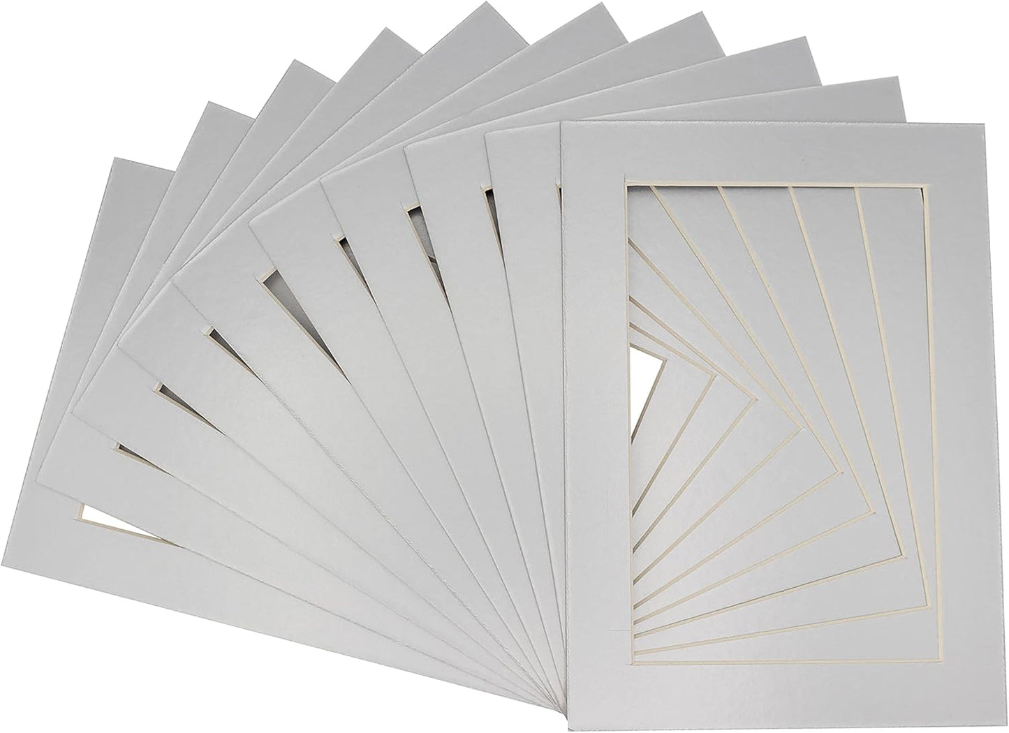 5x7 Mat for 8.5x11 Frame - Precut Mat Board Acid-Free Metallic Silver 5x7 Photo Matte For a 8.5x11 Picture Frame, Premium Matboard for Family Photos, Show Kits, Art, Picture Framing, Pack of 25 Mats