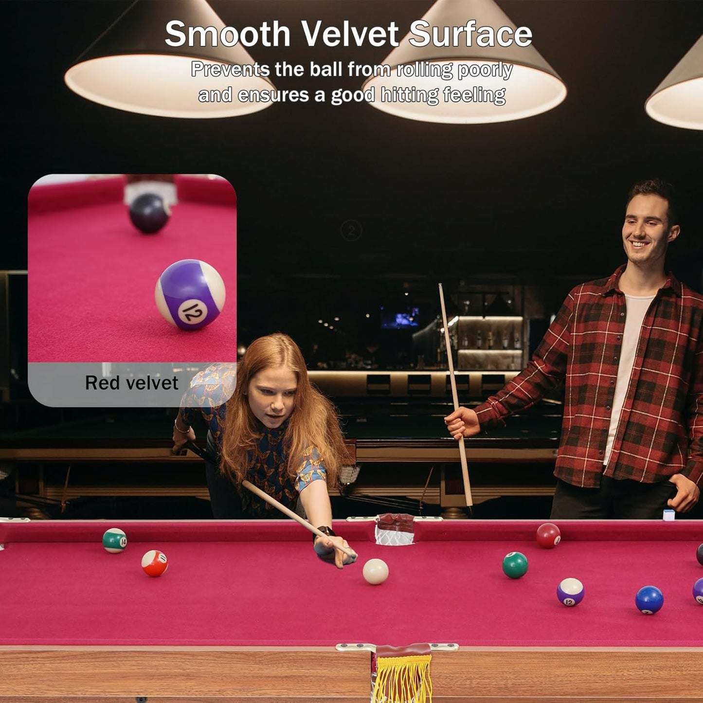 54" Portable Pool Table - Billiard Table for Kids & Adults with 2 Cues, Triangle Rack, Chalk & Brush - Compact Wooden Game Table for Home, Game Room, Indoor & Outdoor