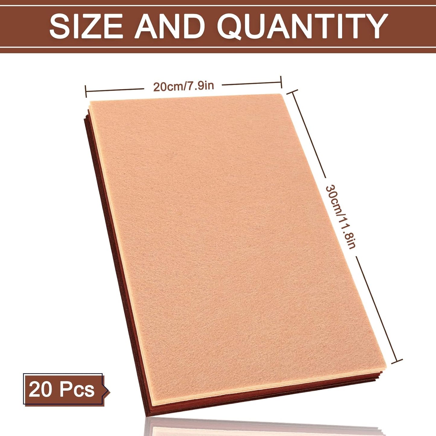Whaline 20Pcs Fall Felt Fabric Sheets Skin Tone Soft Thick Assorted Cream Brown Craft Felt Pack for Autumn Thanksgiving DIY Craft Sewing Patchwork Art Projects, 10 Colors, 7.9 x 11.8 Inch