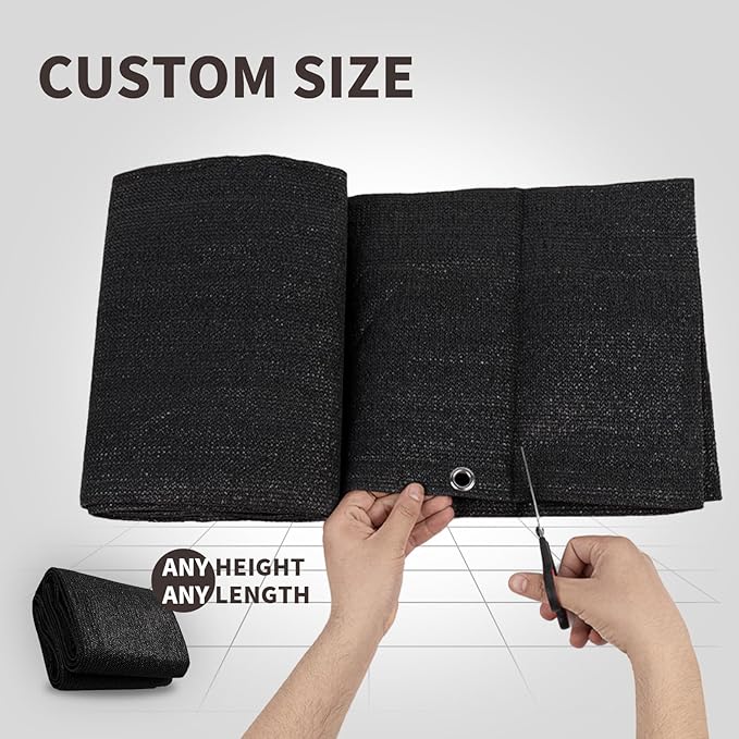 LOVE STORY Custom Size 2'6''x23' Black Balcony Privacy Screen,UV Block Privacy Fence Screen,90% Shield for Outdoor Pool Garden Apartment Railing